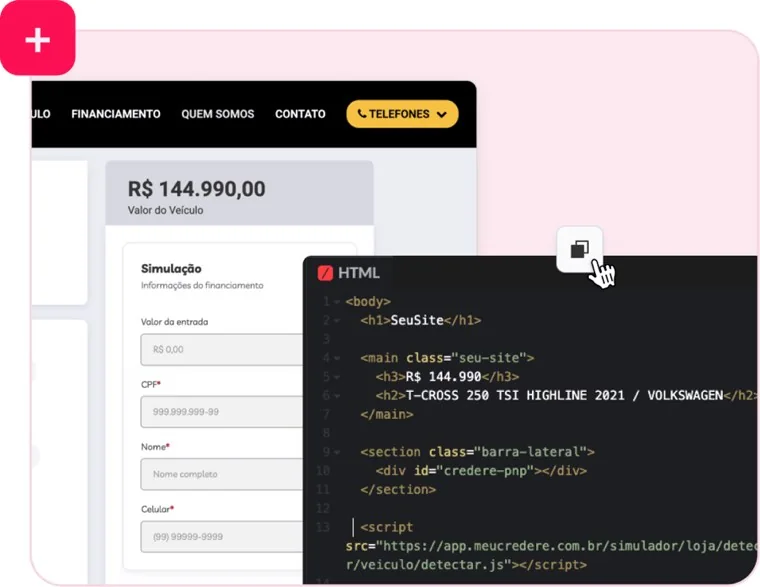 Plugin do Credere embutido no site da loja